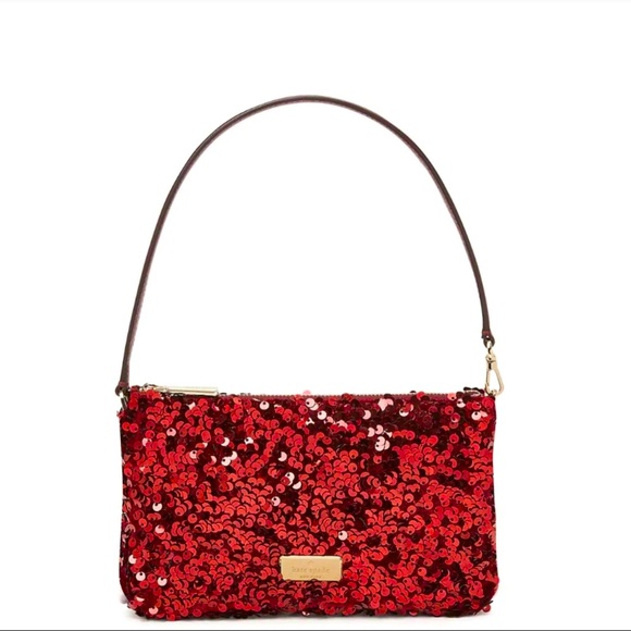 Kate Spade ♠️ Kiki Convertible Sequin Wristlet (Deep Berry) - Picture 1 of 13